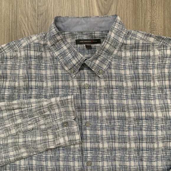 John Varvatos Other - John Varvatos USA Button Shirt Men XL Blue Gray Plaid Cotton Stretch Casual Thin
